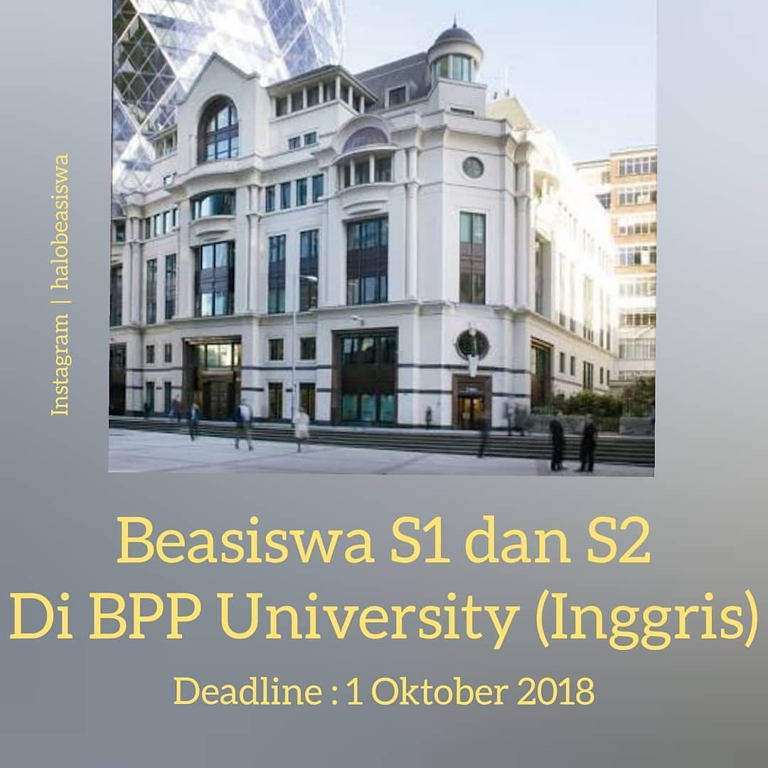 Poster Beasiswa S1 & S2 di BPP University Inggris