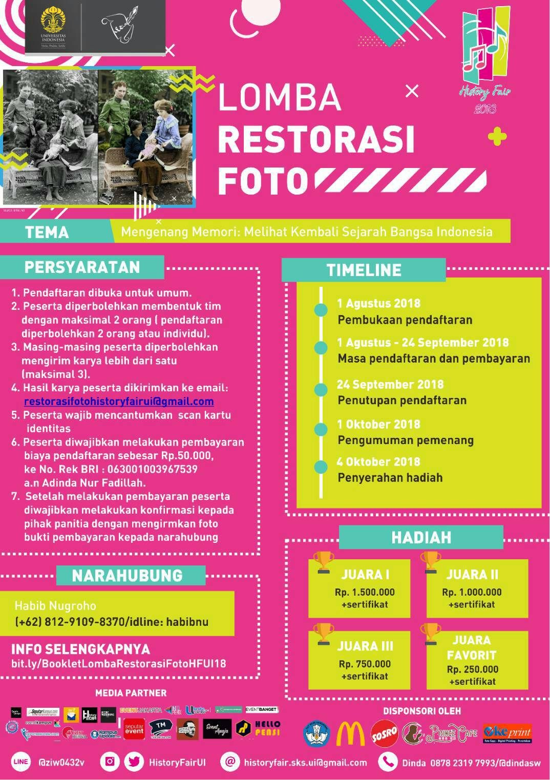 Poster LOMBA RESTORASI FOTO HISTORY FAIR UI