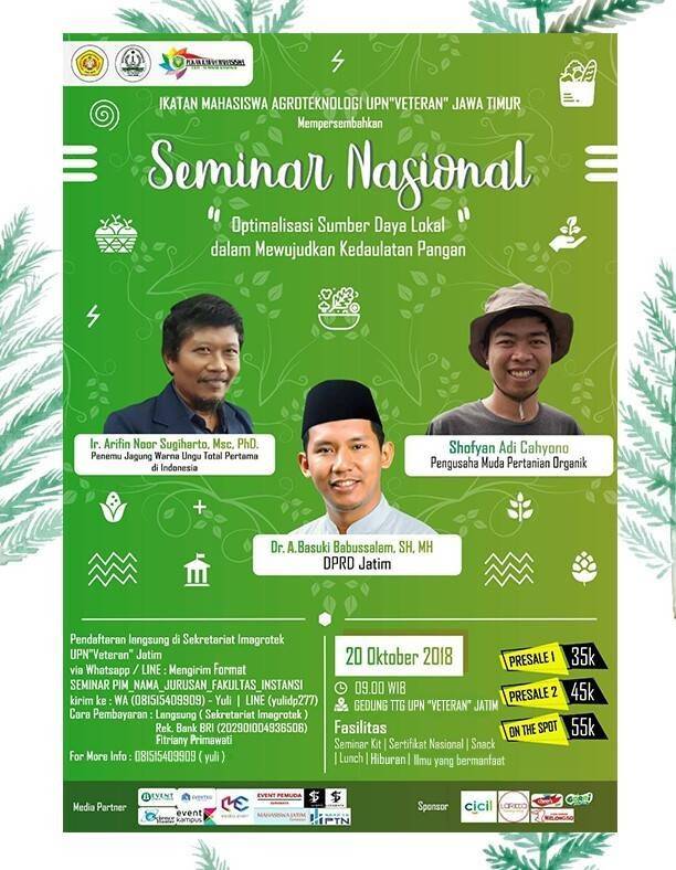 Poster Seminar Nasional Optimalisasi Sumber Daya Lokal dalam Mewujudkan Kedaulatan Pangan