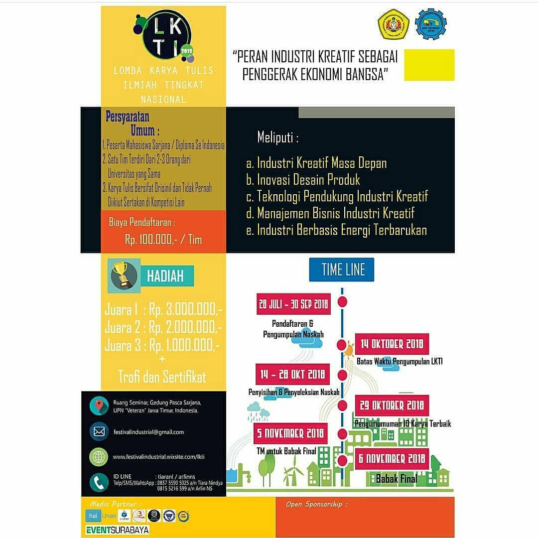 Poster Lomba Karya Tulis Ilmiah Nasional 2018 - Industria Engineering Festival 2018