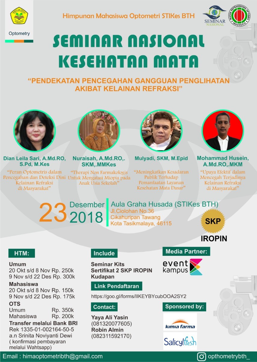 Poster Seminar Nasional Pendekatan Pencegahan Gangguan Penglihatan Akibat Kelainan Refraksi