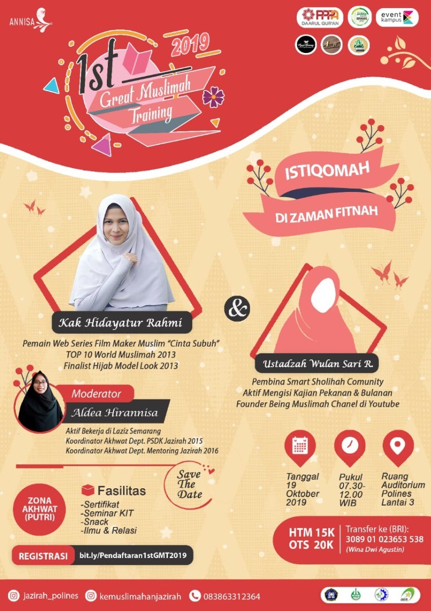 Poster 1st Great Muslimah Training 2019