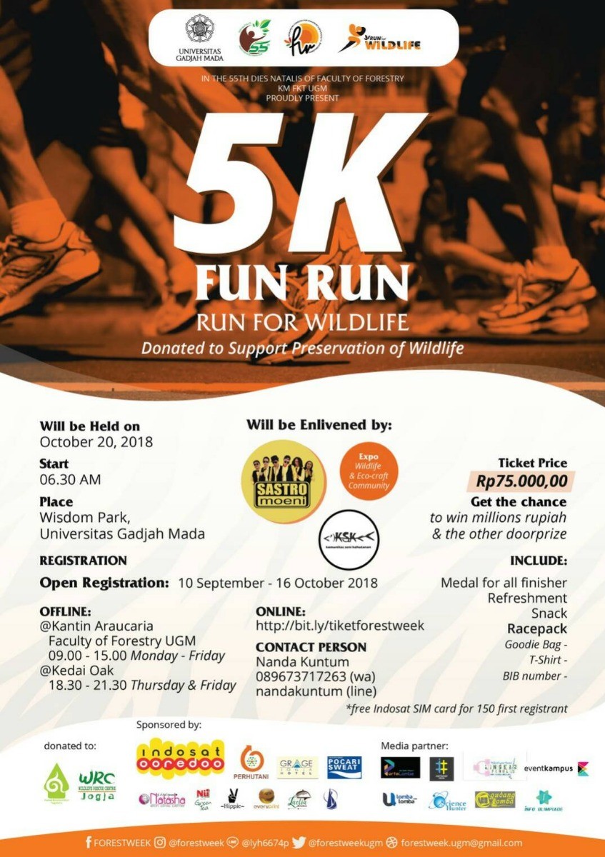 Poster 5K FUN RUN : RUN FOR WILDLIFE BY FORESTWEEK2018