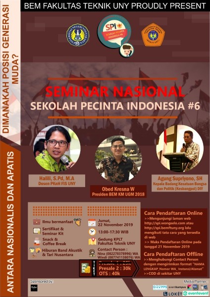 SEMINAR NASIONAL "SEKOLAH PECINTA INDONESIA #6"
