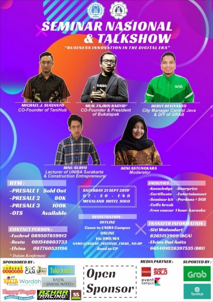 SEMINAR NASIONAL & TALKSHOW "Business Innovation In The Digital Era"
