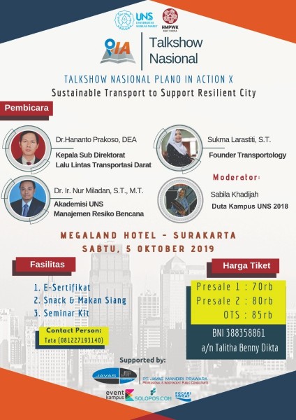 Talkshow Nasional Plano In Action 10 - Sustainable Transport to Support Resilient City