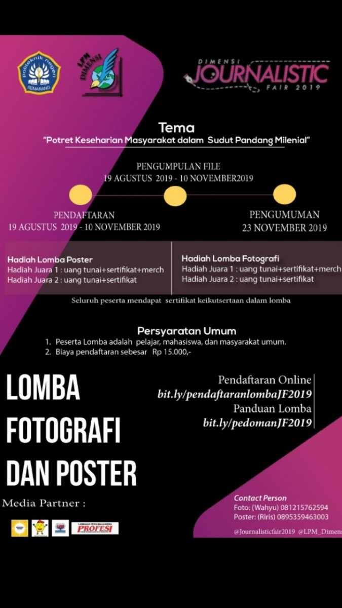 Poster Dimensi Journalistic Fair 2019 "Lomba Fotografi dan Poster"