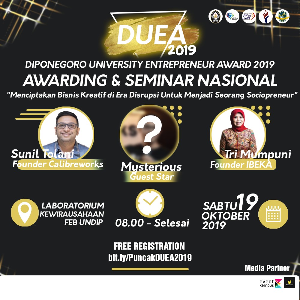 Poster Diponegoro University Entrepreneur Award 2019