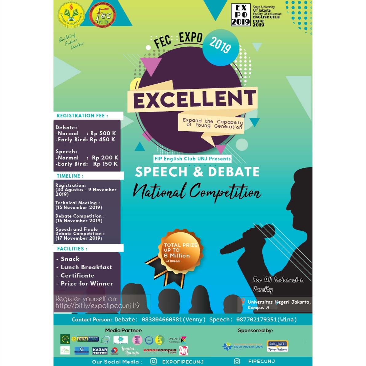Poster EXPO FIP English Club UNJ (National English Debate and Speech Competition)