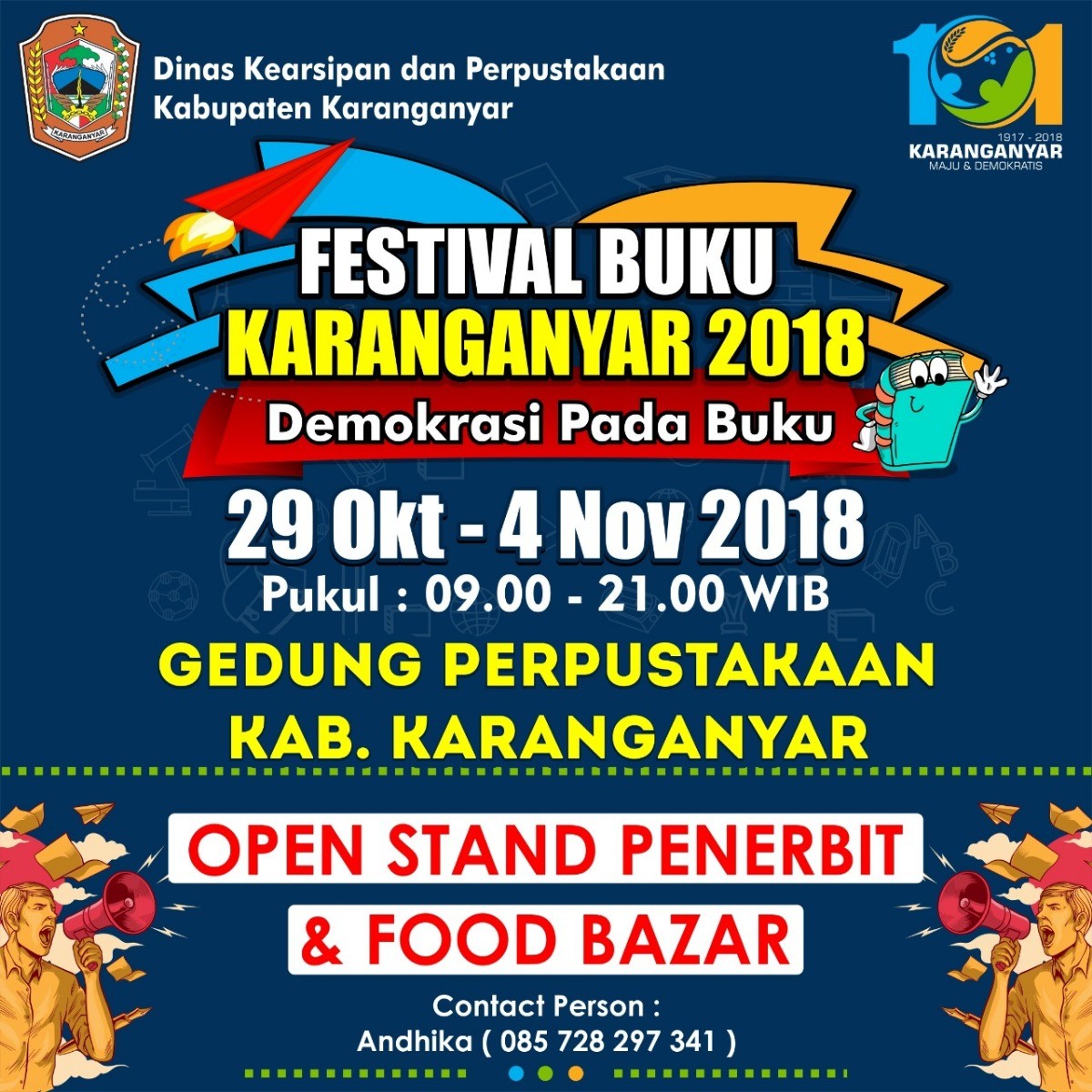Poster (Open Volunteer Lomba Anak) Festival Buku Karanganyar 2018