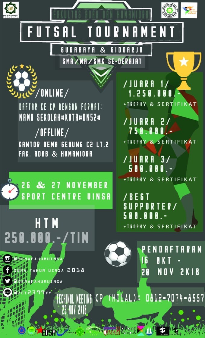 Poster FUTSAL TURNAMEN SMA/MA/SMK SE-DERAJAT SURABAYA & SIDOARJO KOTA