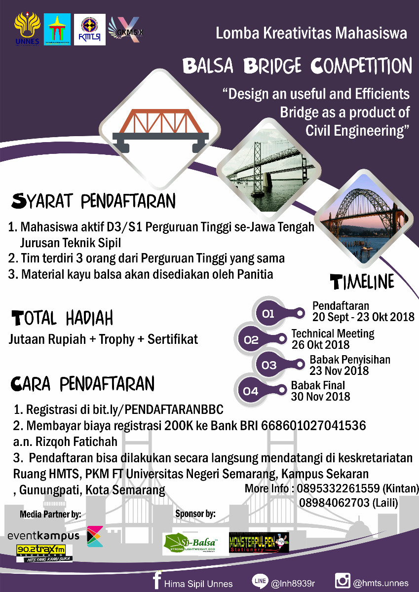 Poster Lomba Kreativitas Mahasiswa "BALSA BRIDGE COMPETITION"