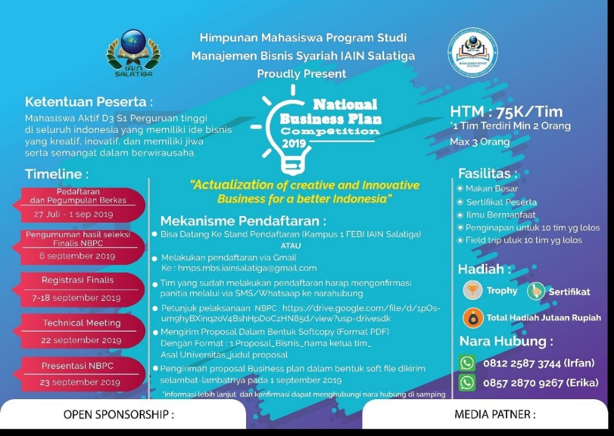 Poster National bisnis plan competition