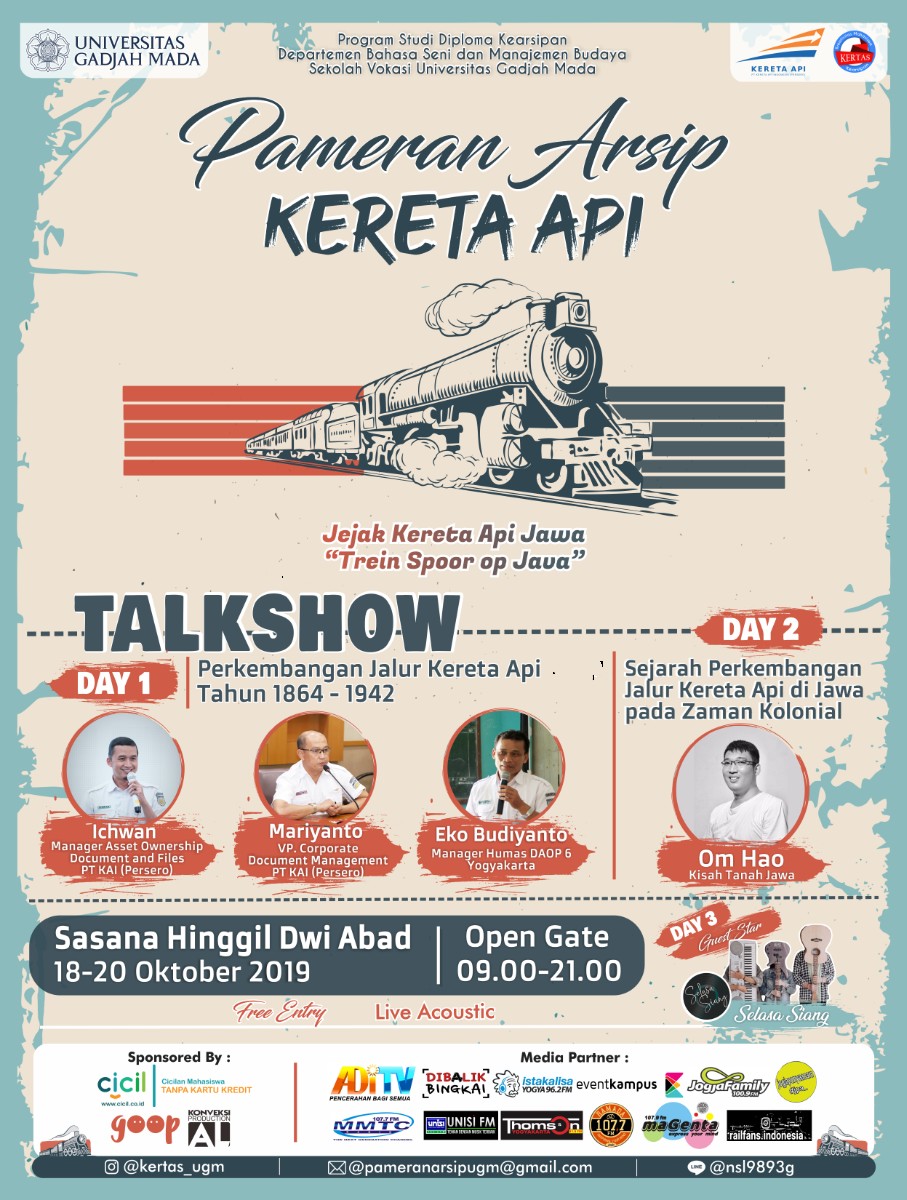 Poster Pameran Arsip Kereta Api : Jejak Kereta Api Jawa "Trein Spoor op Java"