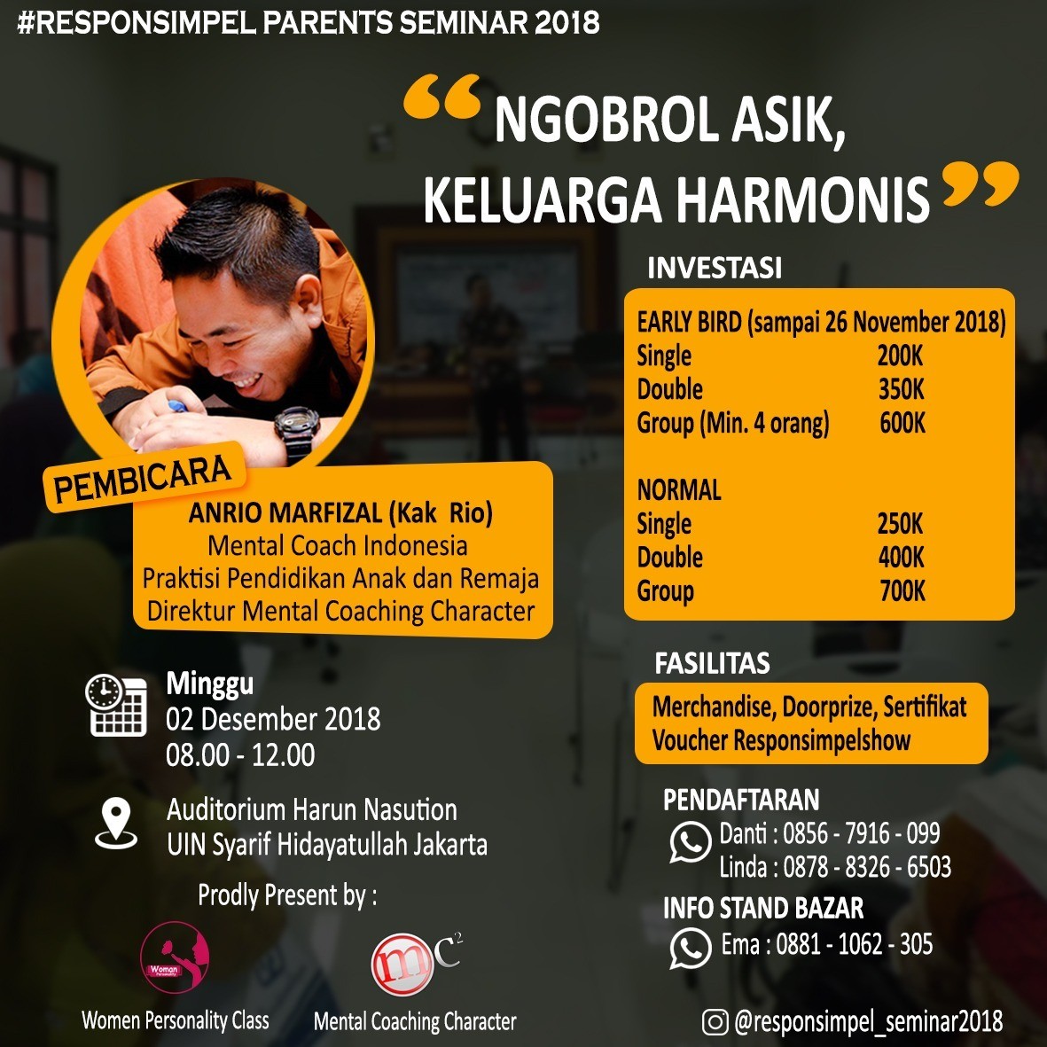 Poster Responsimpel Parents Seminar 2018 "Ngobrol Asik, Keluarga Harmonis"