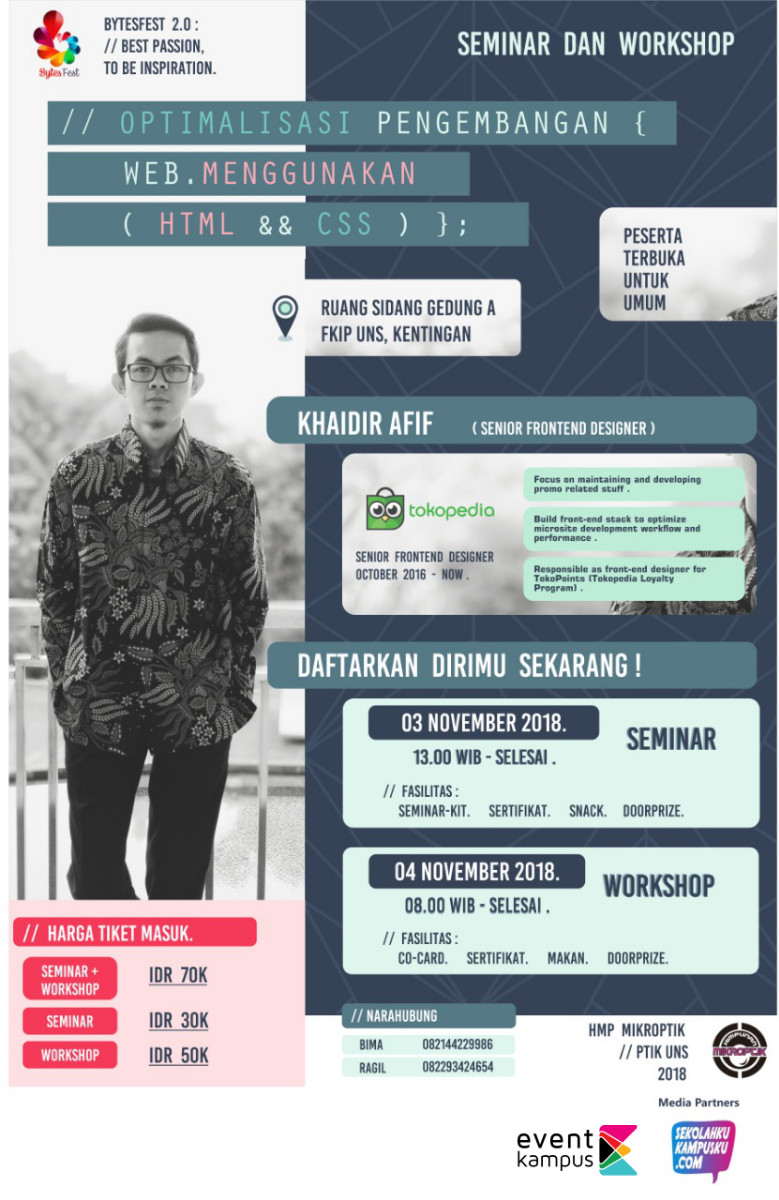 Poster Seminar dan Workshop Bytes Fest 2018