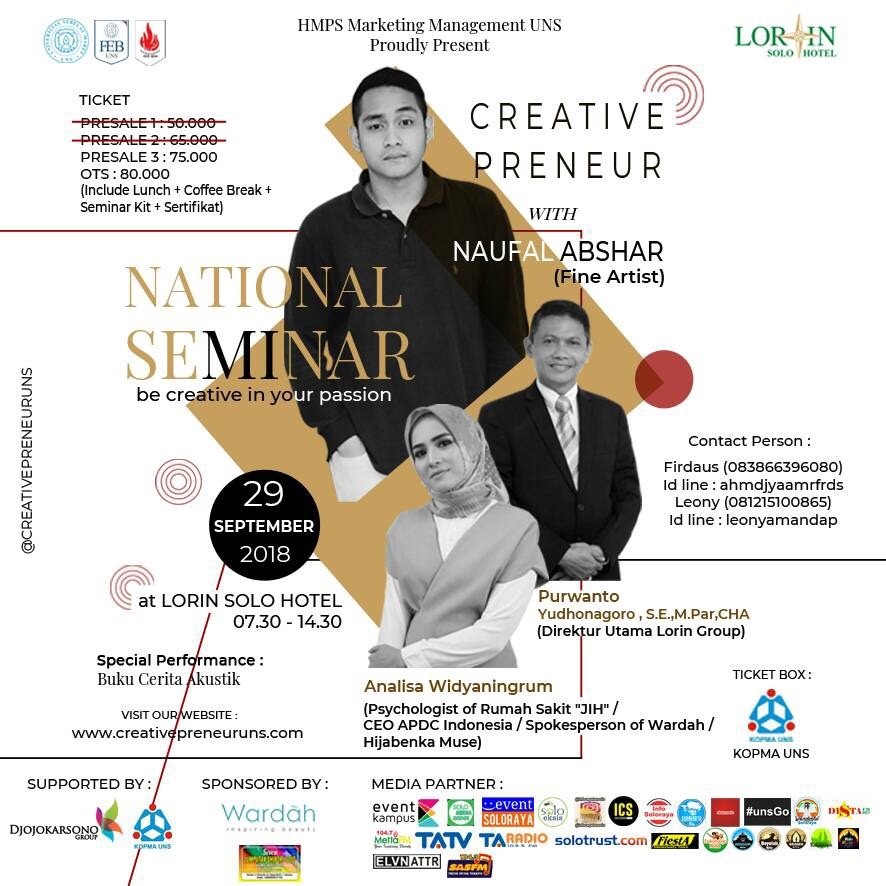 Poster Seminar Nasional “CREATIVEPRENEUR UNS” 2018