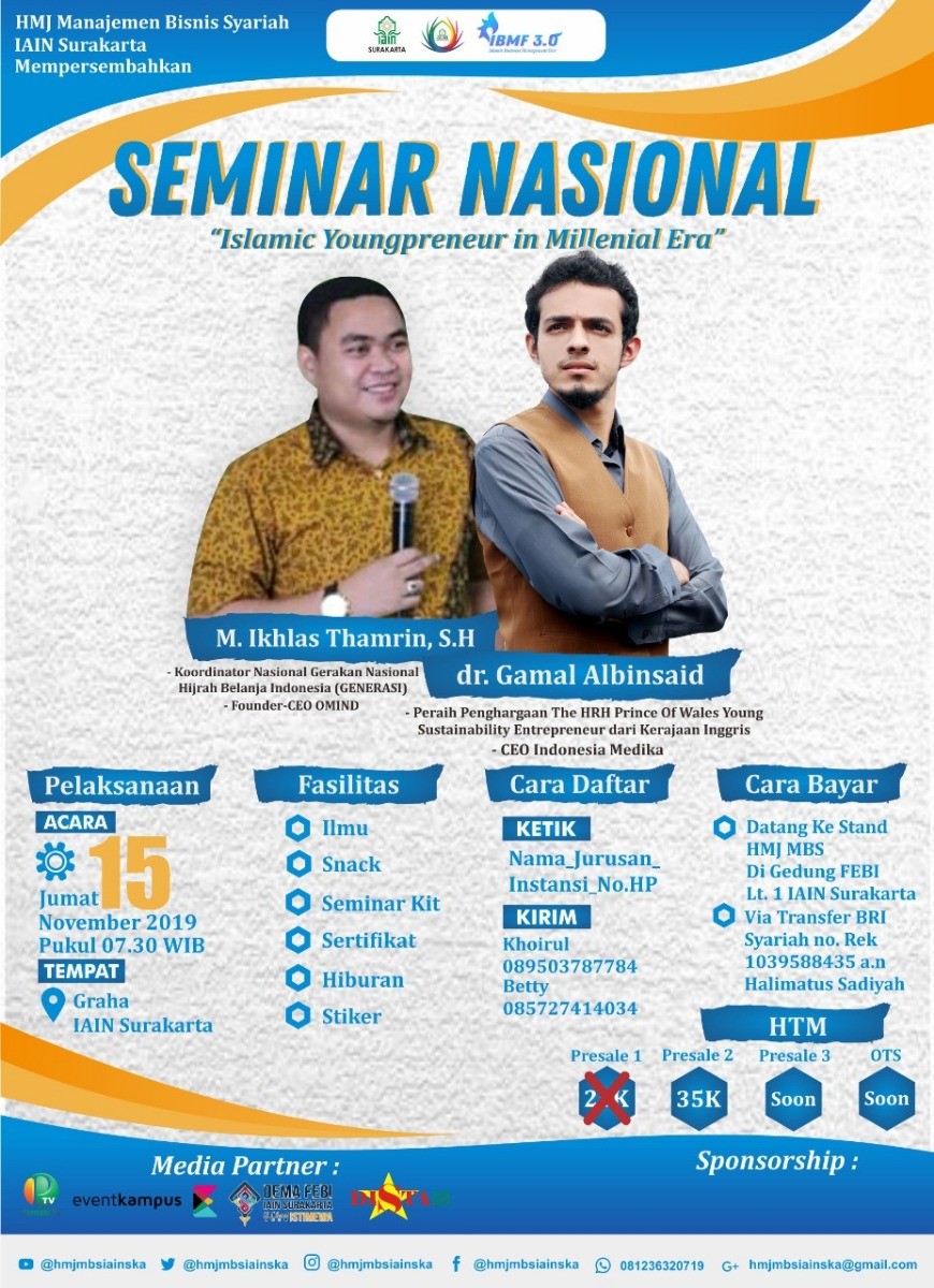 Poster Seminar Nasional "Islamic Youngpreneur in Milenial Era"