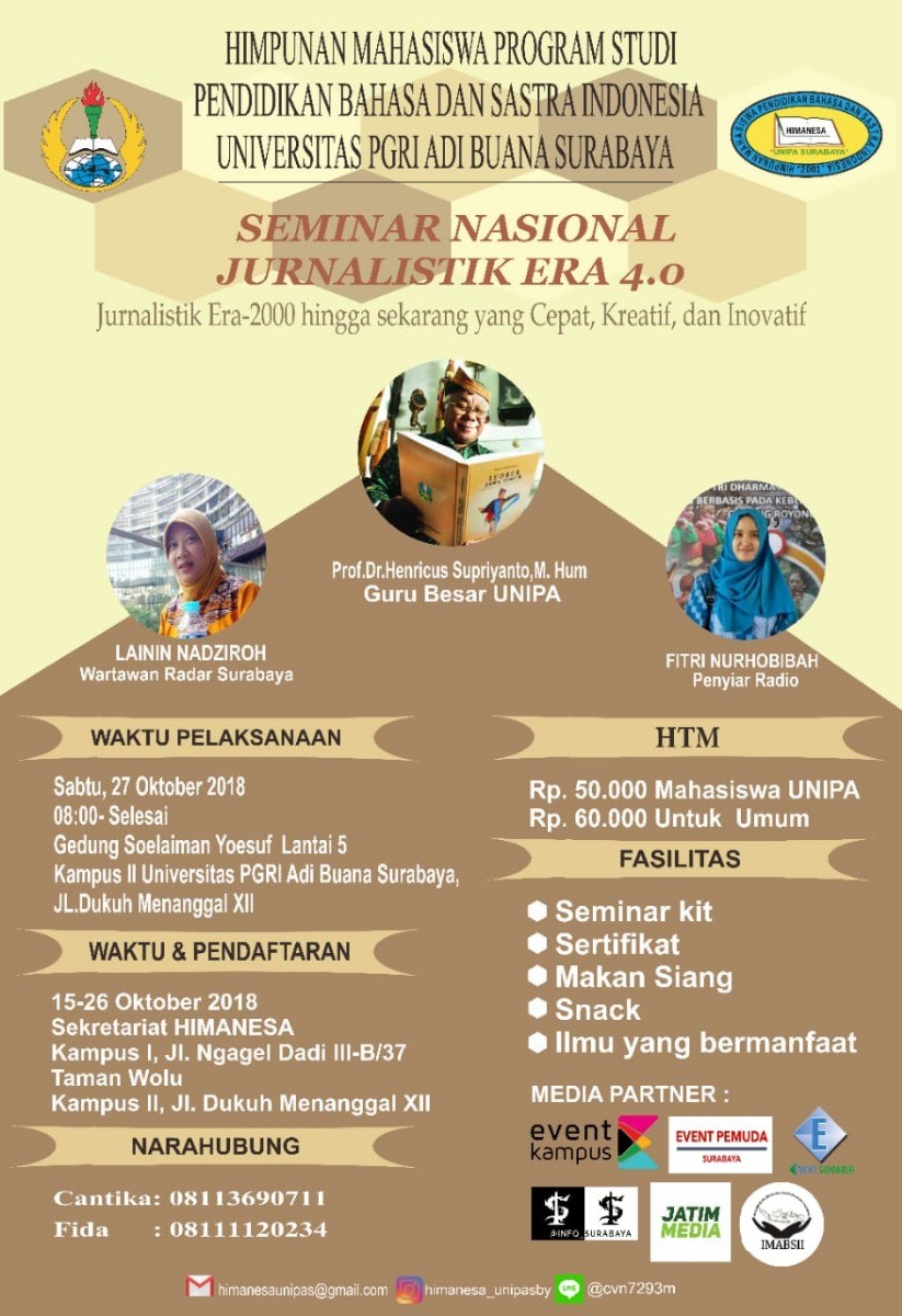 Poster Seminar Nasional Jurnalistik Era 4.0