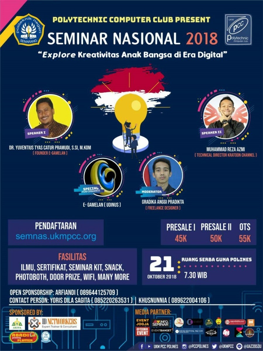 Poster Seminar Nasional PCC "Explore Kreativitas Anak Bangsa di Era Digital"