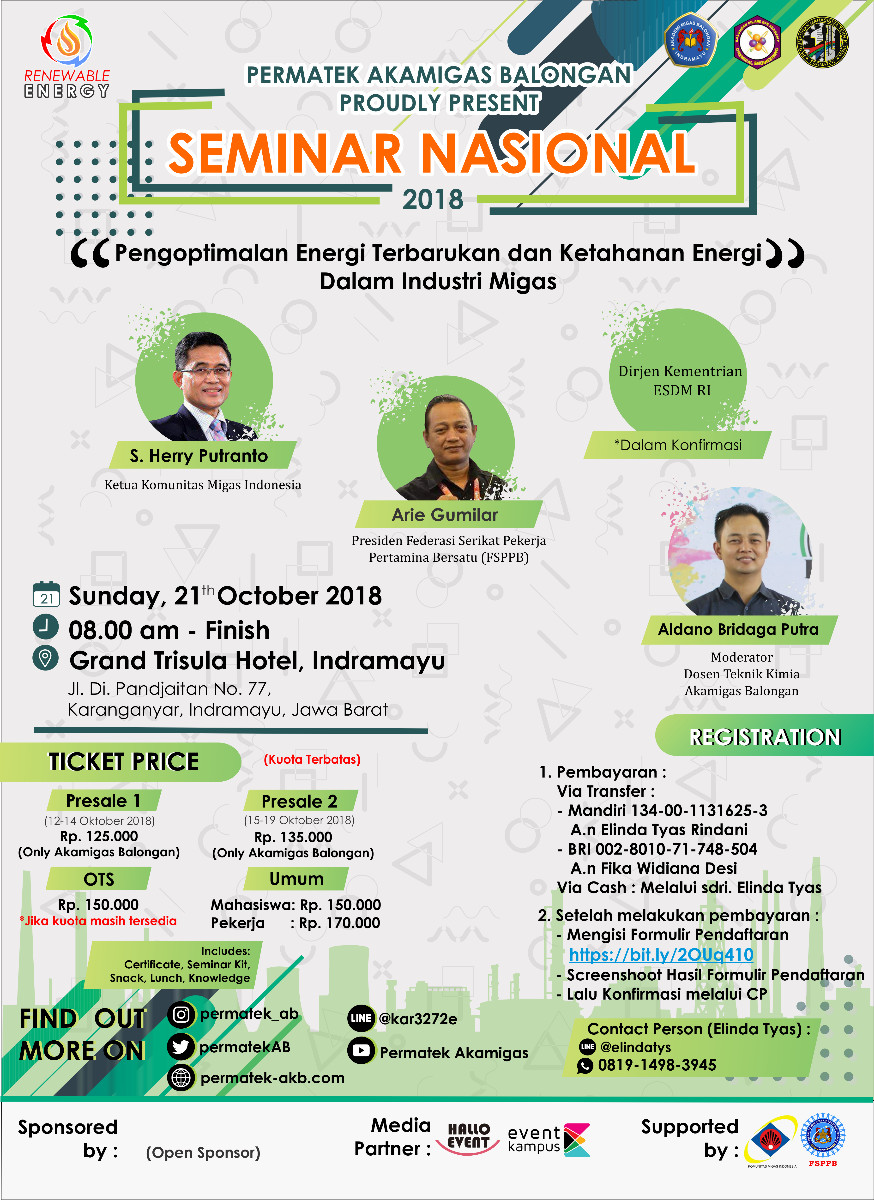 Poster Seminar Nasional Renewable Energy 2018