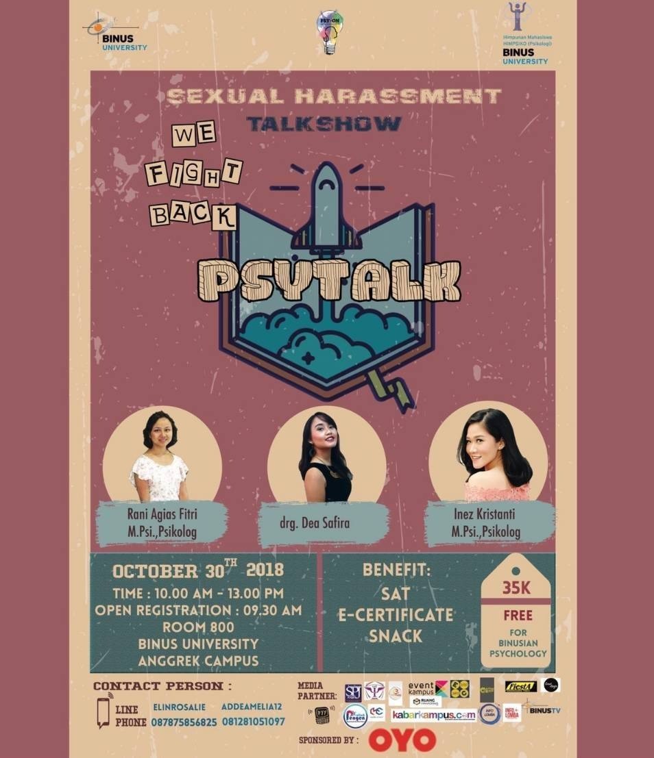 Poster Sexual Harassment Talk Show (PSY TALK BINUS University 2018)