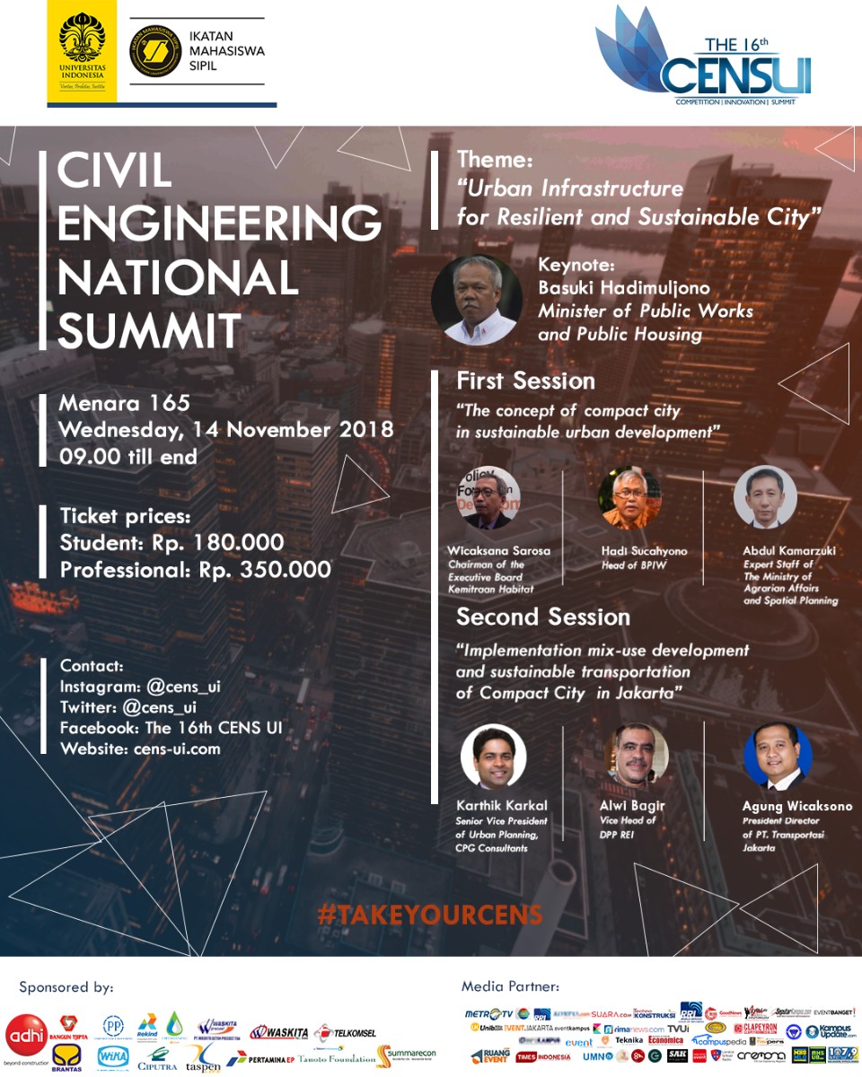 Poster THE 16TH CIVIL ENGINEERING NATIONAL SUMMIT (CENS) UI