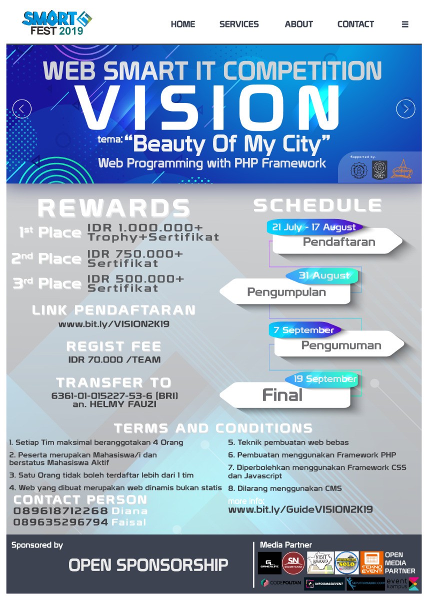 Poster [VISION 2019] SMART IT FEST WEB PROGRAMMING COMPETITION 2019