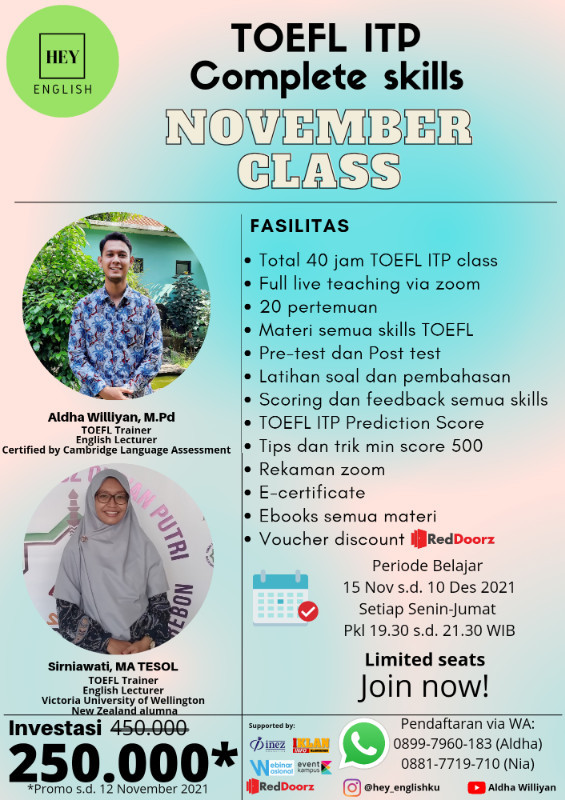 Kursus Bahasa Inggris Online Lengkap dan Murah HEY ENGLISH TOEFL ITP COMPLETE SKILLS