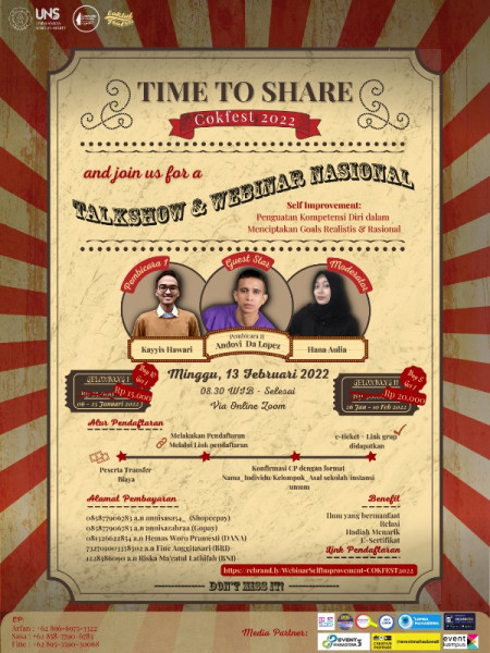 COKFEST 2022 WEBINAR NASIONAL "Self Improvement : Penguatan Kompetensi Diri dalam Menciptakan Goals Realistis dan Rasional"