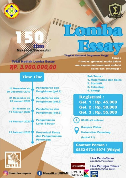 Lomba Essay Nasional tingkat Perguruan Tinggi se-Indonesia