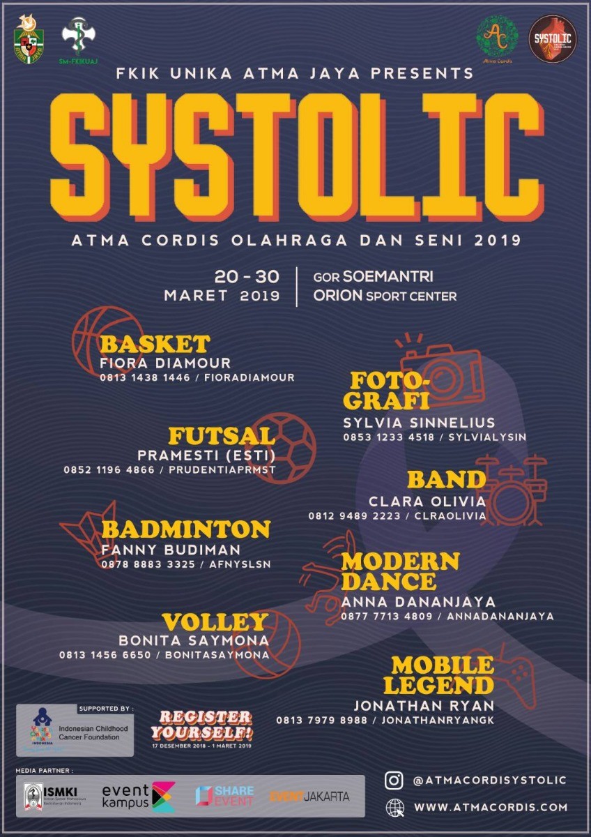 Poster Atma Cordis Olahraga dan Seni "SYSTOLIC" 2019.