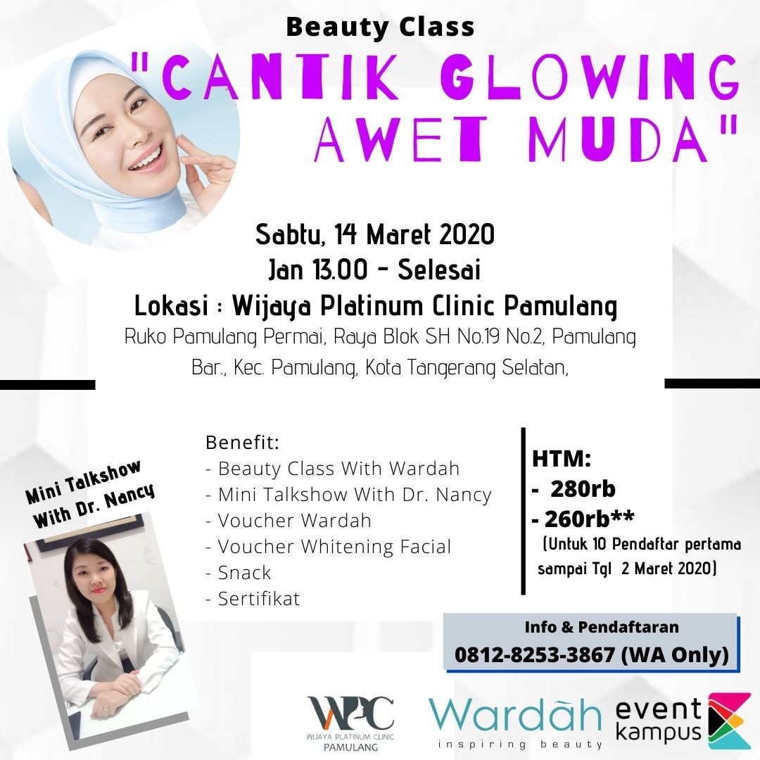 Poster Beauty Class With Wardah X Wijaya Platinum Clinic