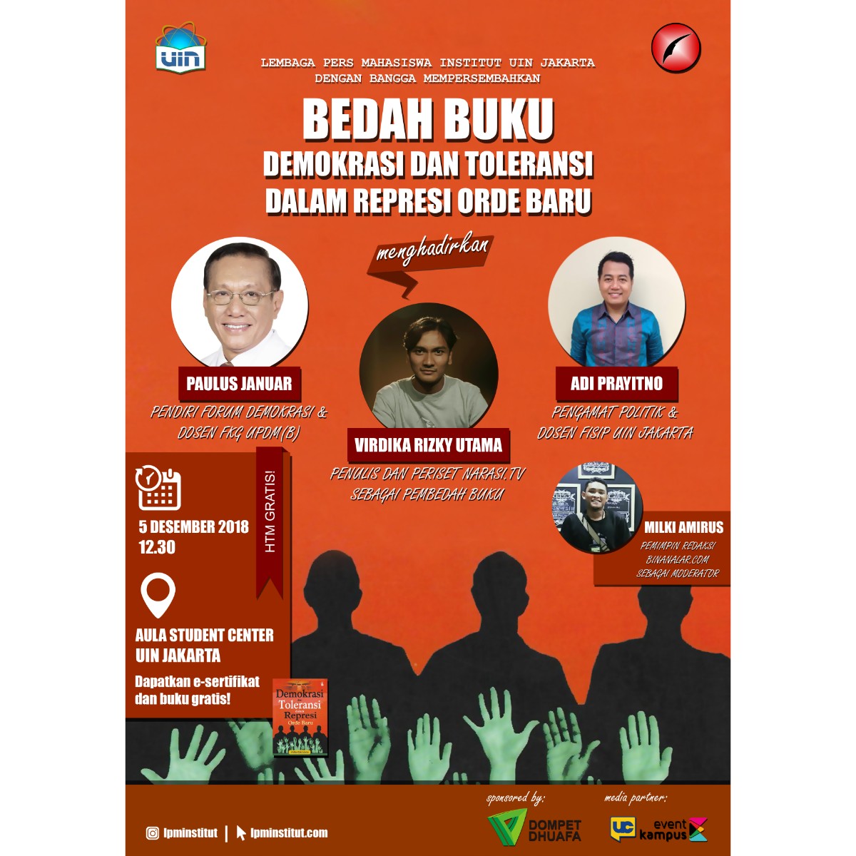 Poster Bedah Buku "Demokrasi dan Toleransi dalam Represi Orde Baru"