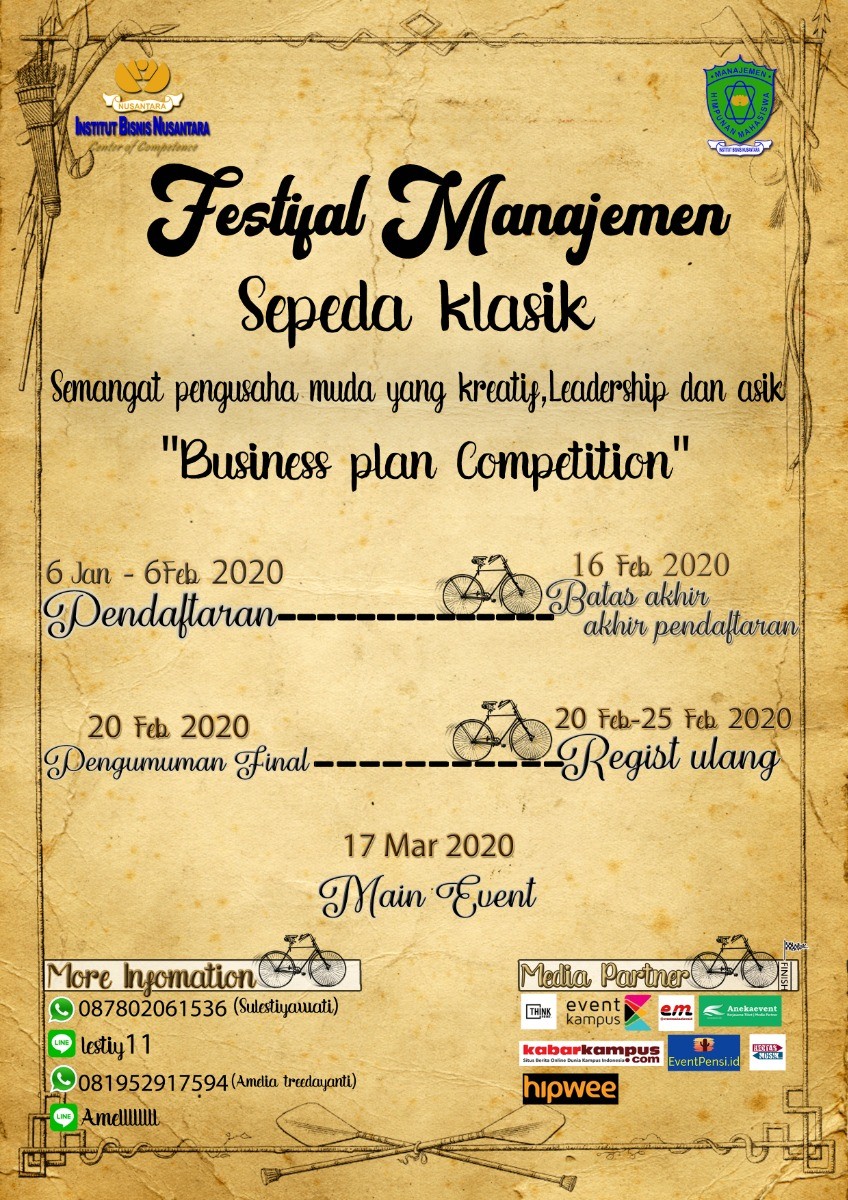 Poster Business Plan Competition - Festival Manajemen Institut Bisnis Nusantara