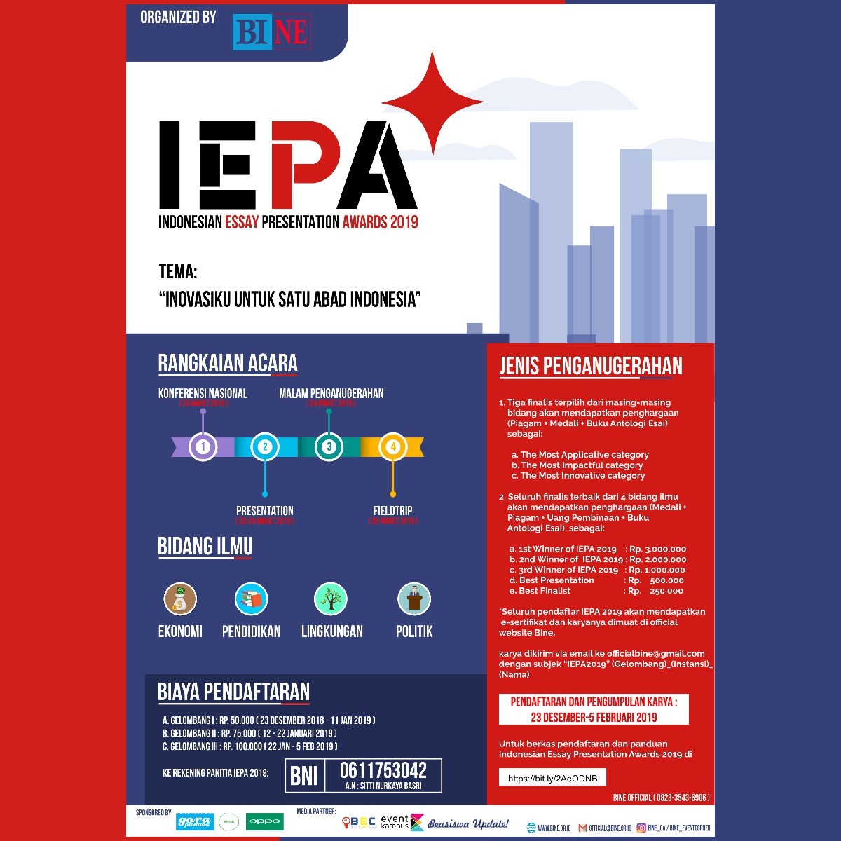 Poster INDONESIAN ESSAY PRESENTATION AWARDS 2019