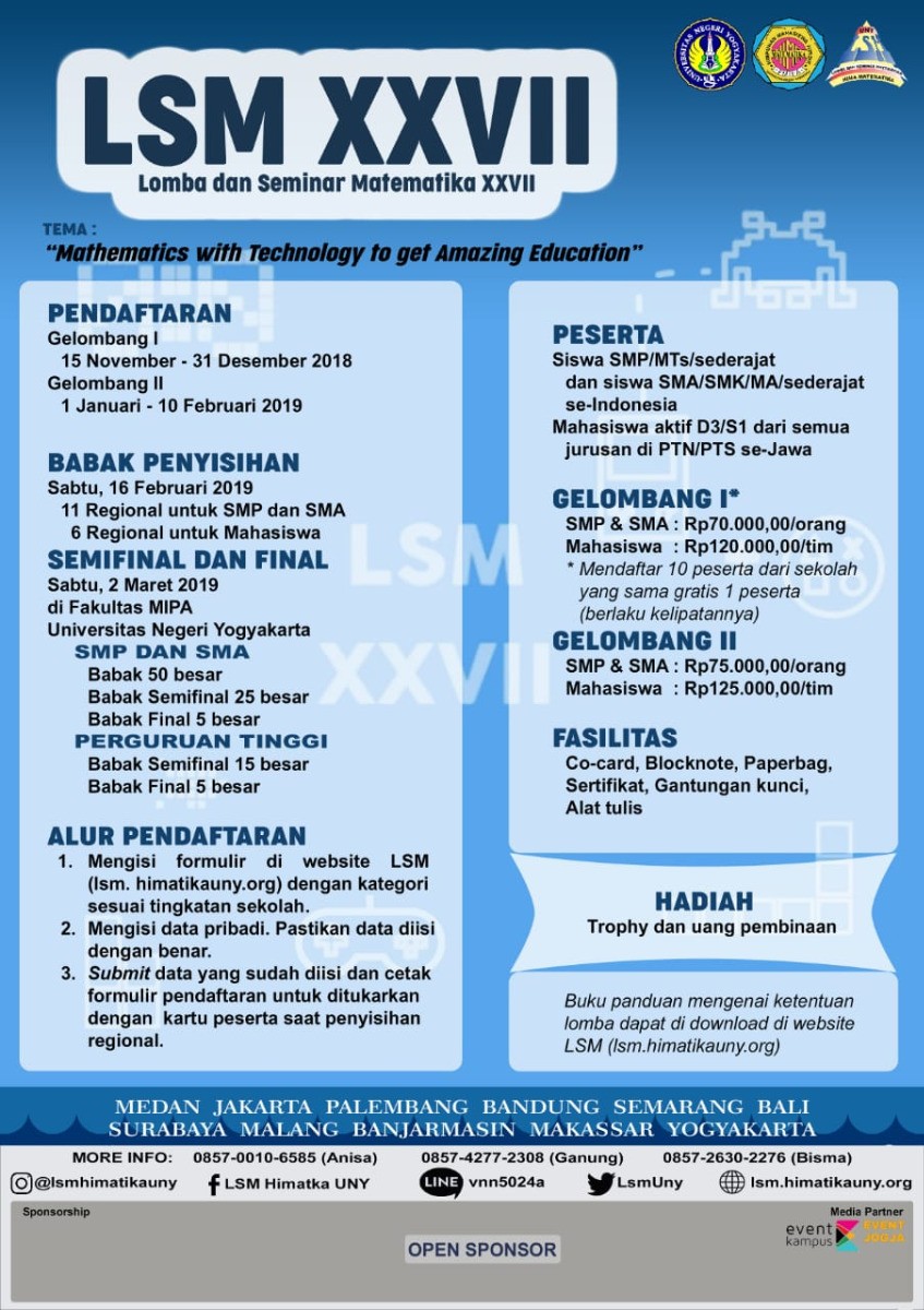 Poster Lomba dan Seminar Matematika (LSM) XXVII HIMATIKA FMIPA UNY