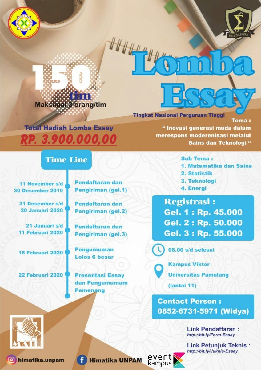 Poster Lomba Essay Nasional tingkat Perguruan Tinggi se-Indonesia