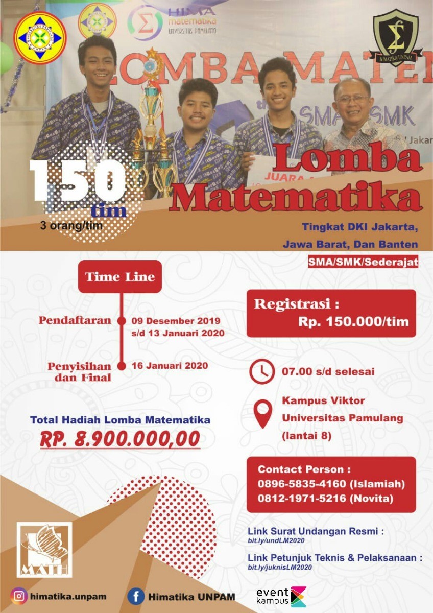 Poster Lomba Matematika Tingkat SMA dan SMK ke-VIII se Jawa Barat, Banten dan DKI Jakarta