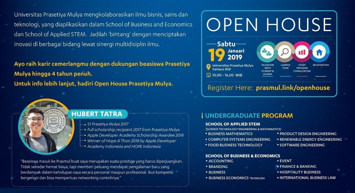 Poster Open House S1 Universitas Prasetiya Mulya