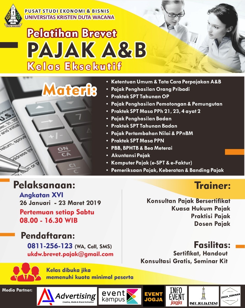 Poster Pelatihan Brevet Pajak A&B (Angkatan XVI - Kelas Eksekutif)