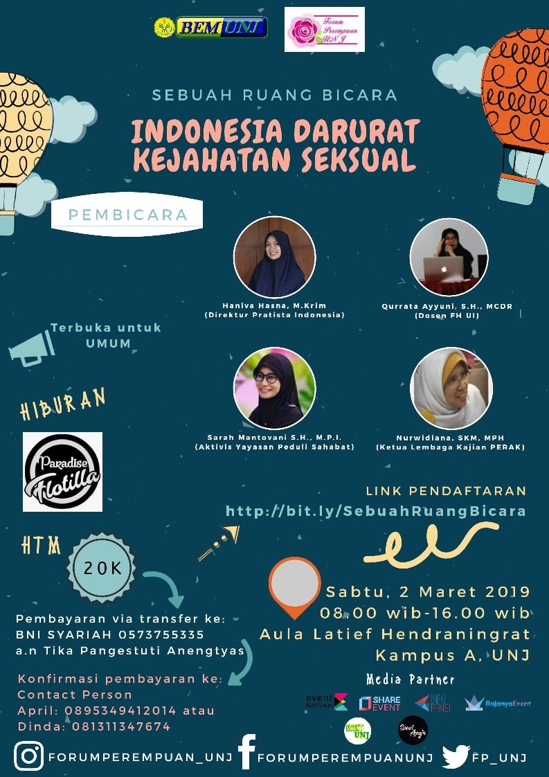 Poster Simposium Nasional Sebuah Ruang Bicara: Indonesia Darurat Kejahatan Seksual