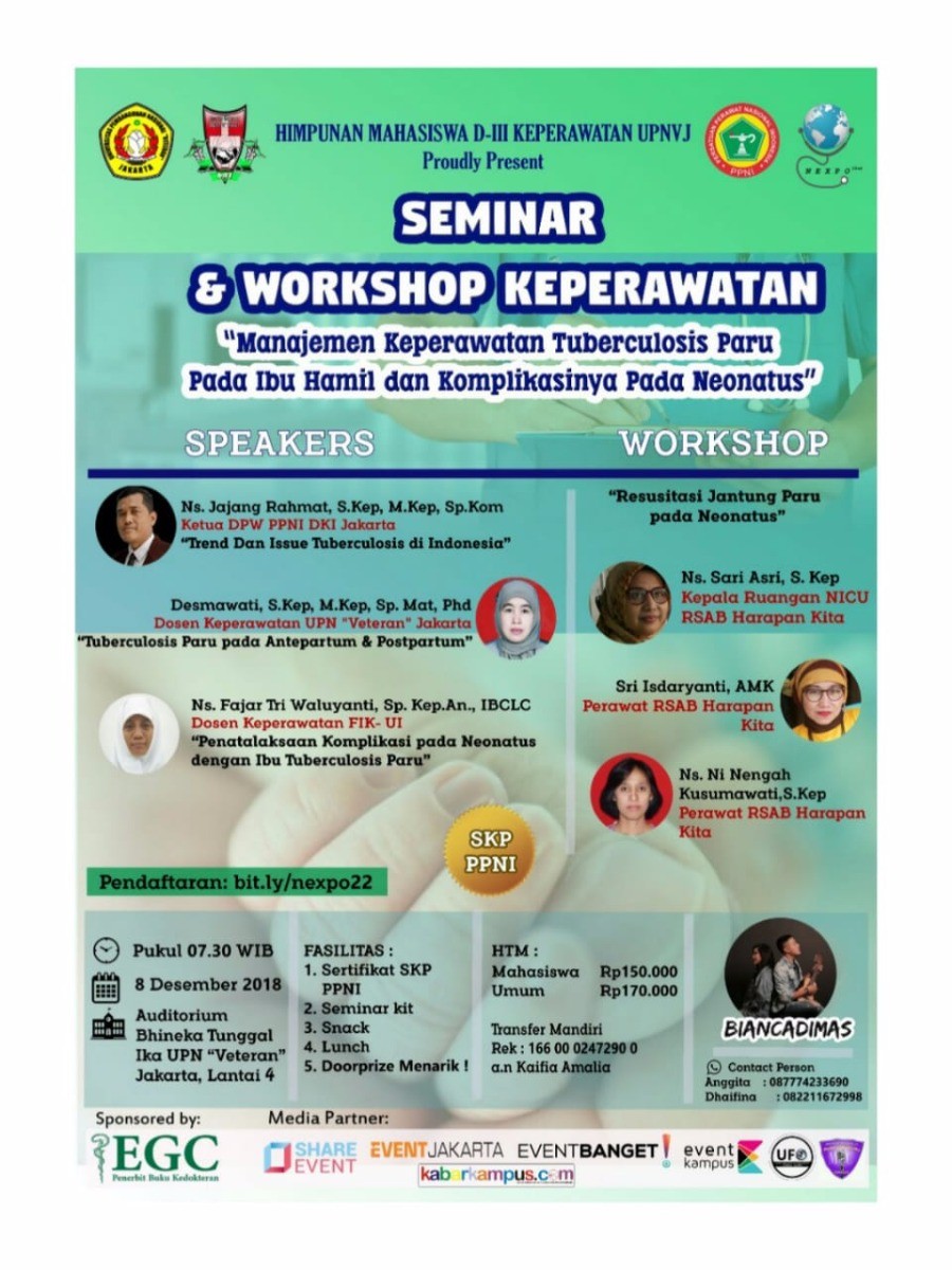 Poster Seminar dan workshop keperawatan "manajemen keperawatan tuberkulosis paru pad ibu hamil dan komplikasi pada neonatus"