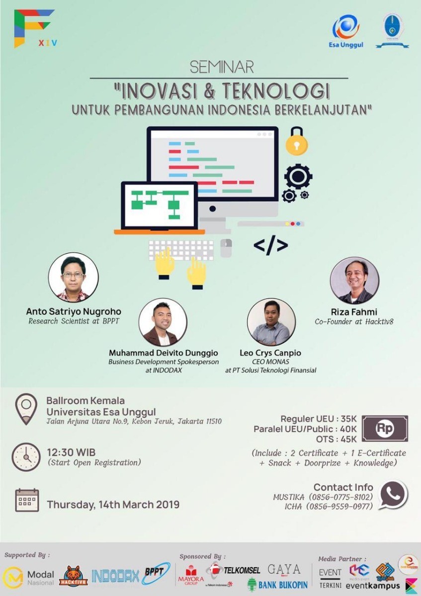 Poster Seminar "INOVASI & TEKNOLOGI UNTUK PEMBANGUNAN INDONESIA BERKELANJUTAN"