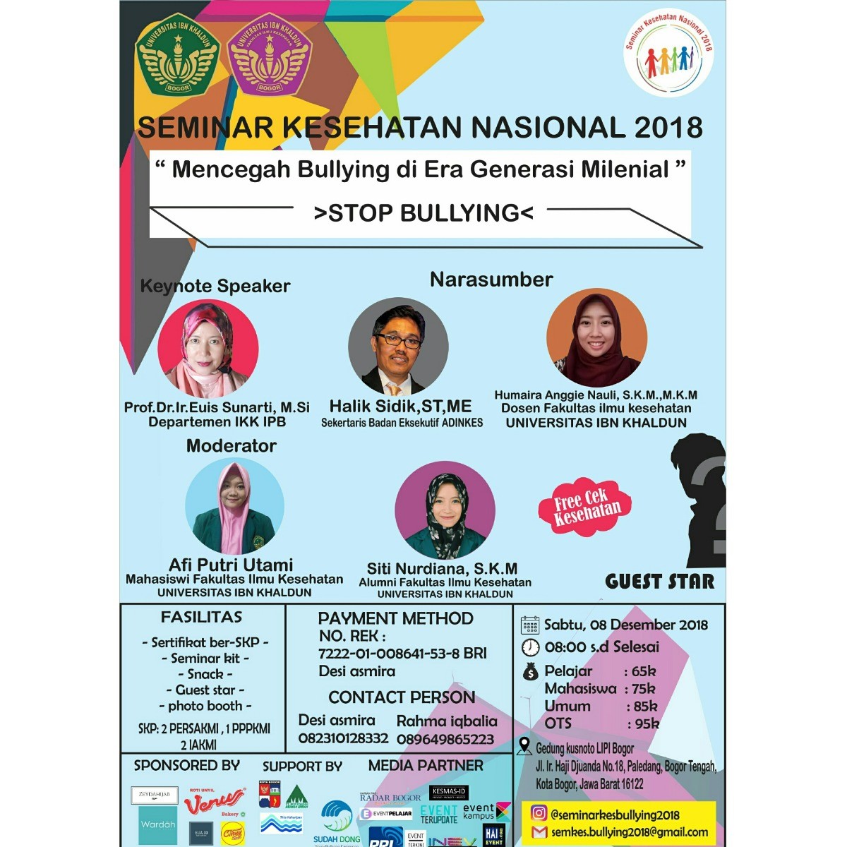 Poster Seminar kesehatan nasional 2018 tema mencegah bullying di era generasi milenial