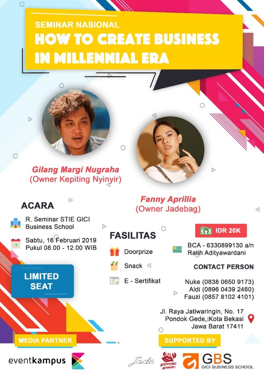 Poster Seminar Nasional "How to create bussiness ini Millenial era