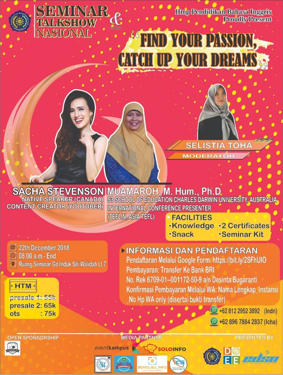 Poster Seminar Nasional &Talk Show "Find your passion, Catch up your dream"