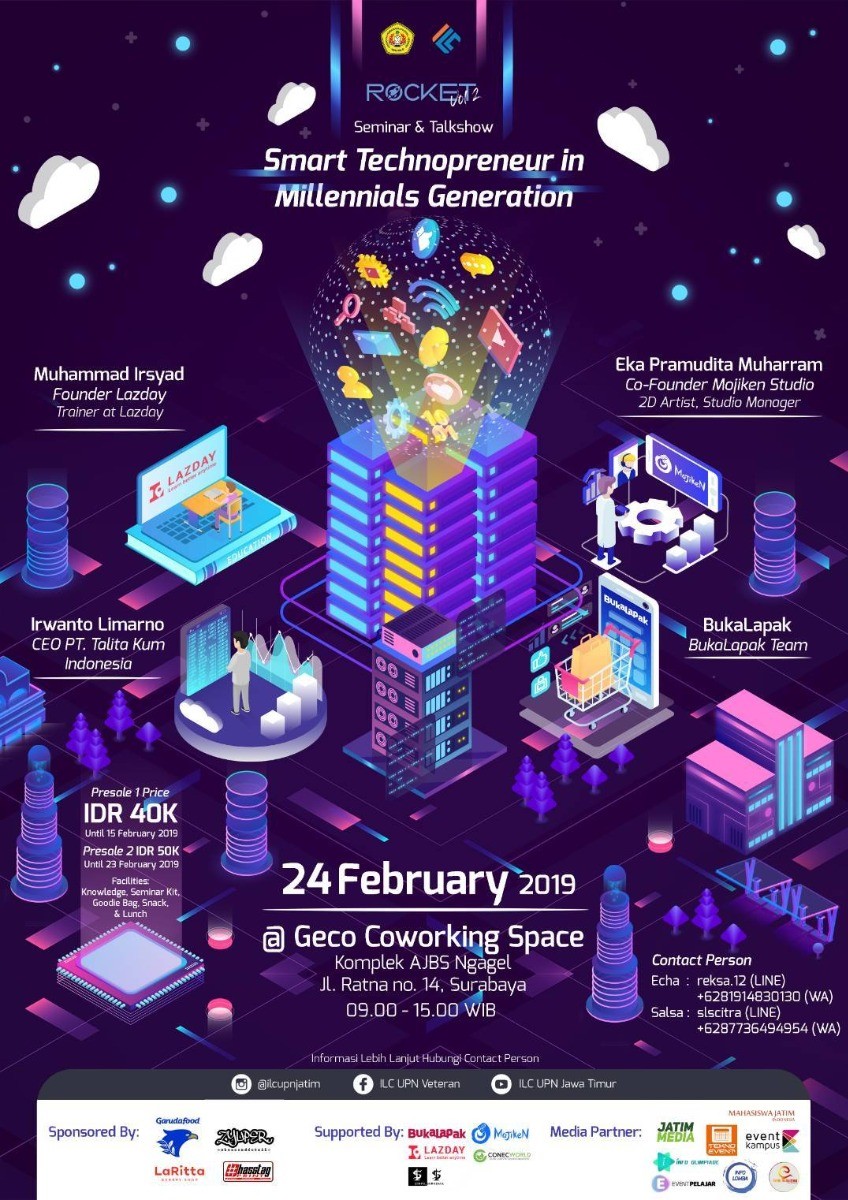 Poster seminar & talkshow " smart techopreneur in millenials  generation "