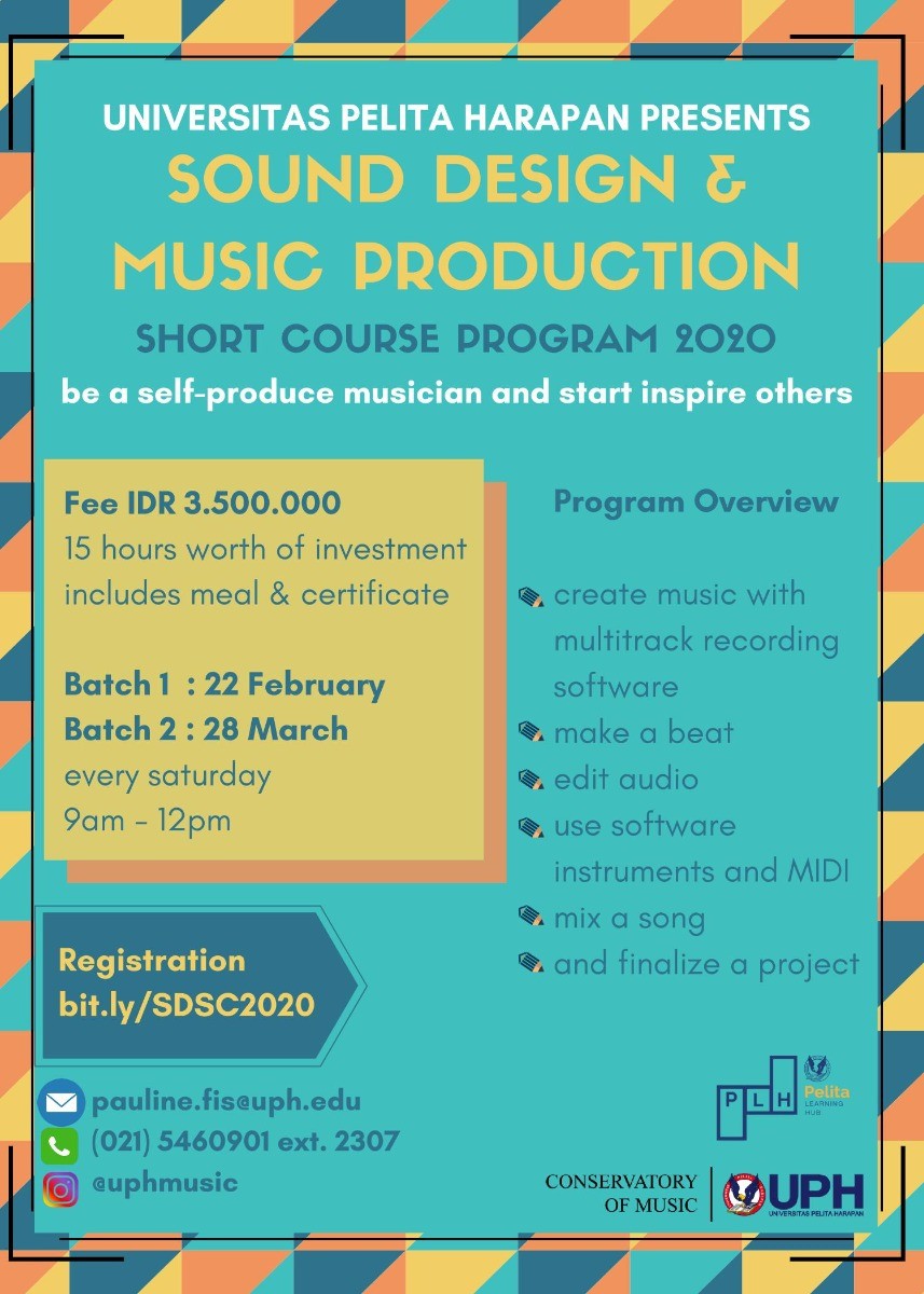 Poster Sound Design & Music Production Short Course Program 2020