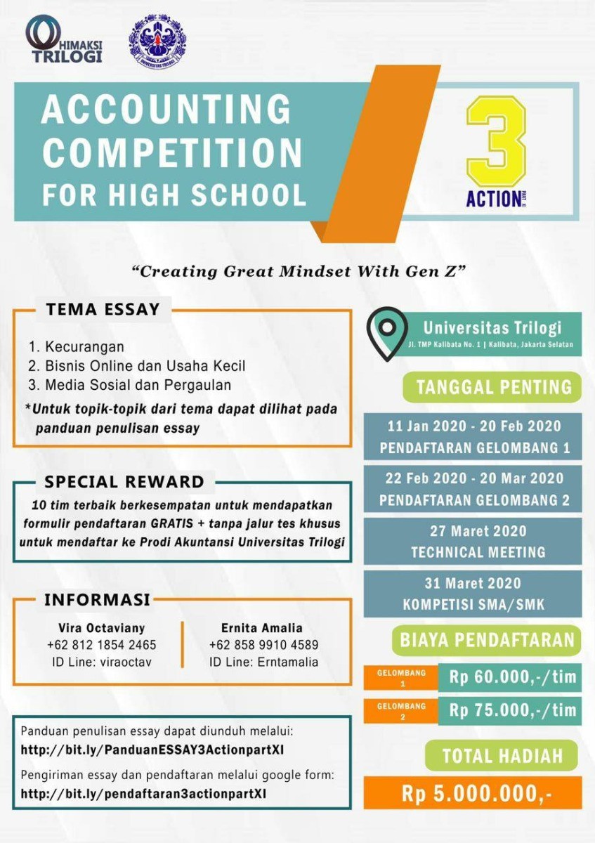 Poster Trilogi Accounting Competition (3Action) Part XI for SMA/SMK